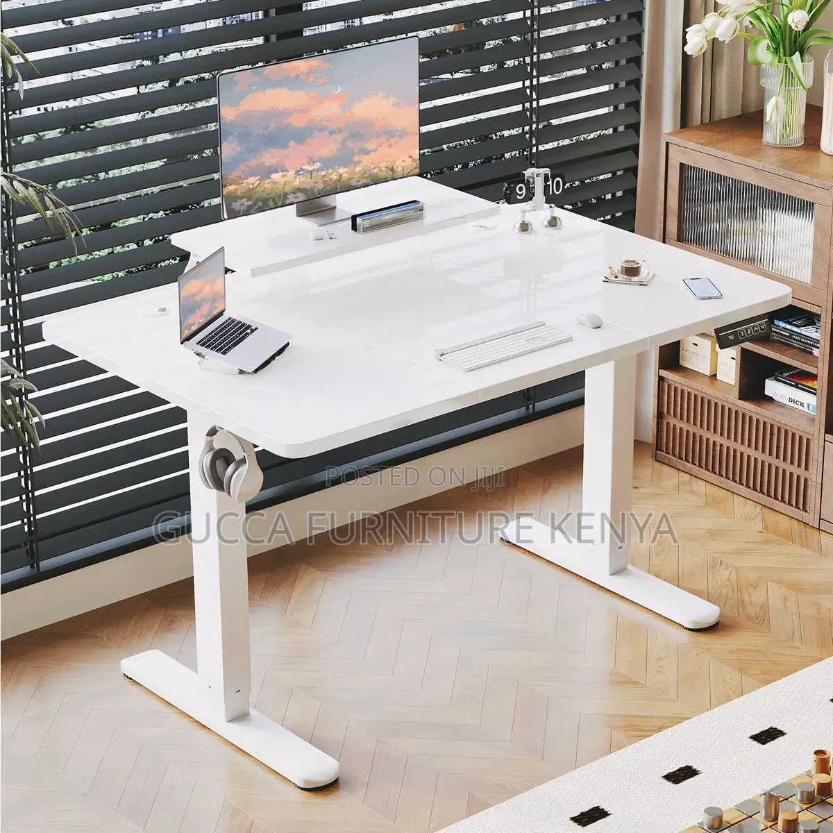 120cm White Electric Sit Stand Adjustable Office Desk