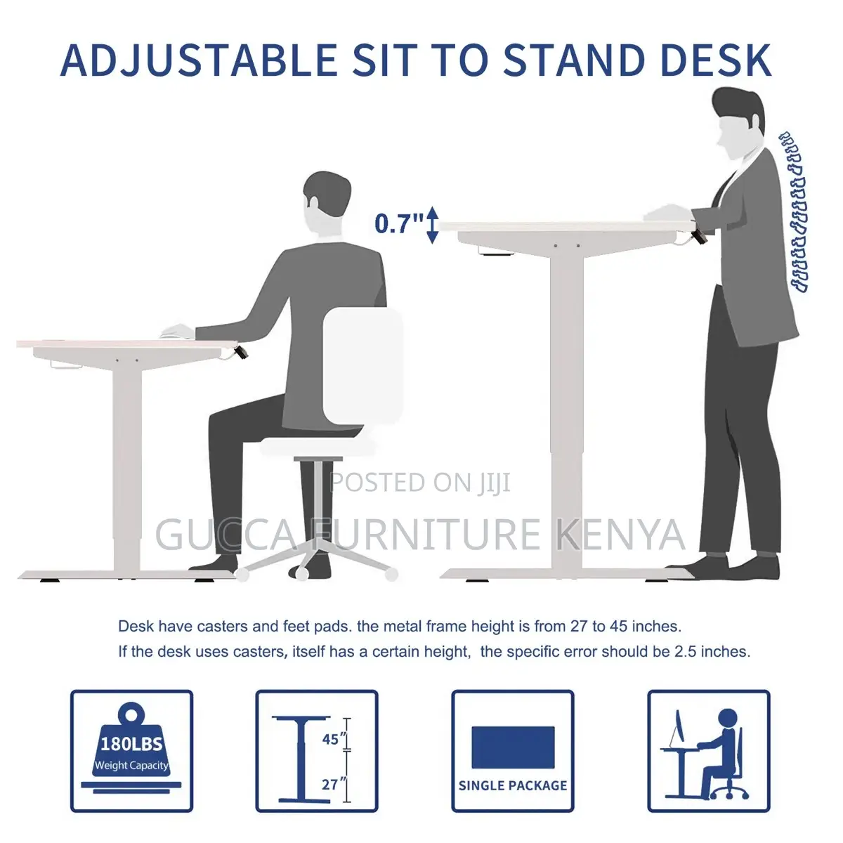 120cm White Electric Sit Stand Adjustable Office Desk