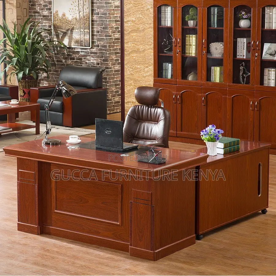 1.4m Executive Mahogany L-shaped Office Desk