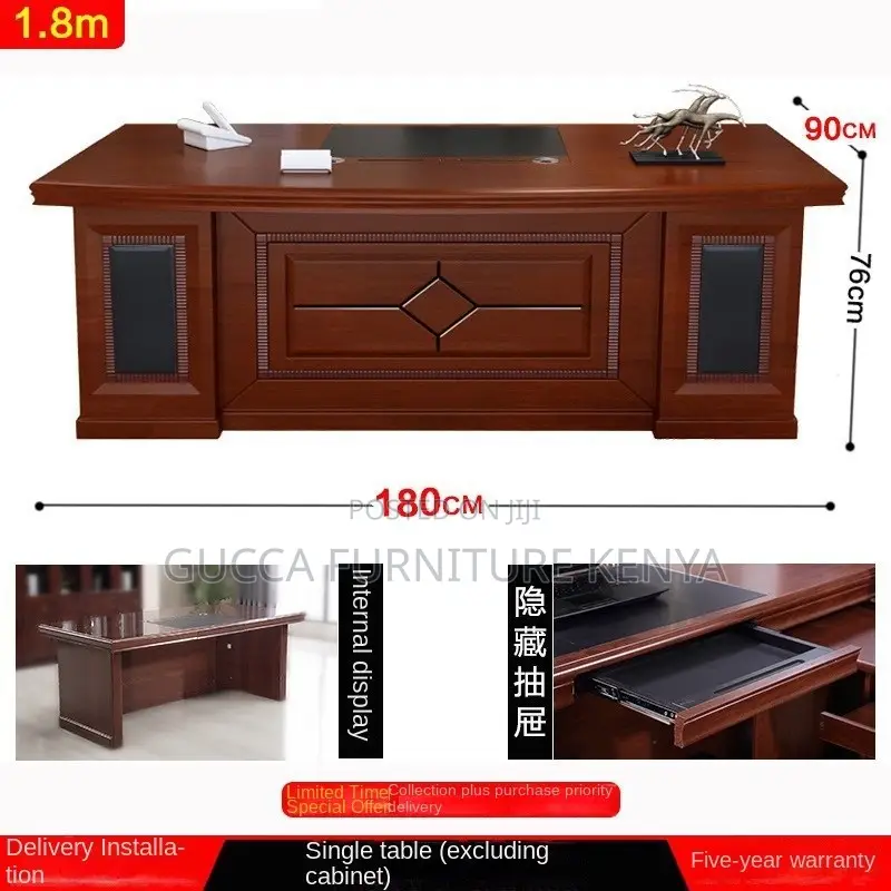 1.4m Executive Mahogany L-shaped Office Desk