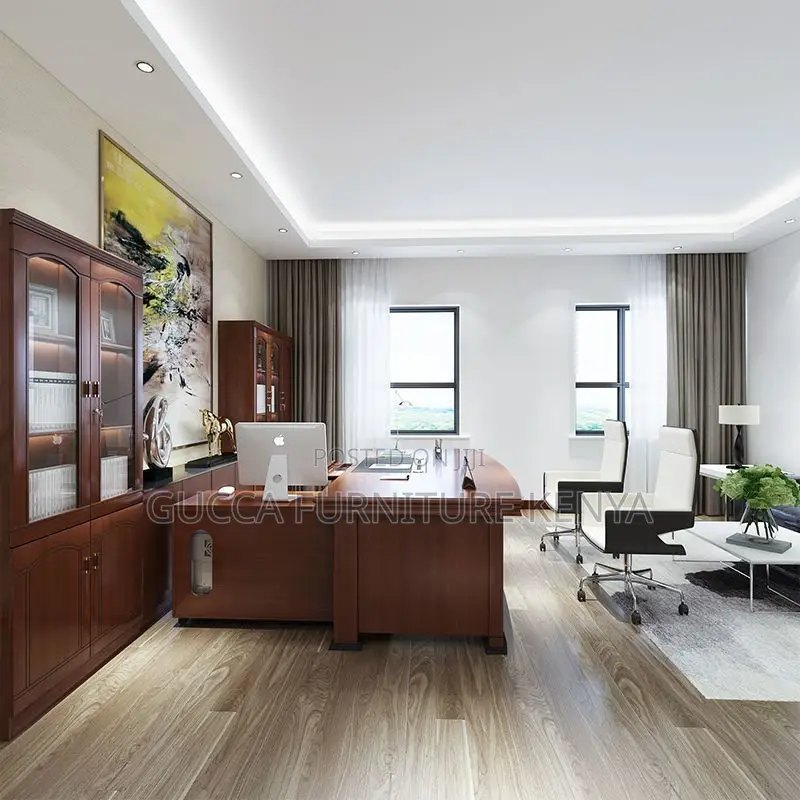 1.4m Executive Mahogany L-shaped Office Desk