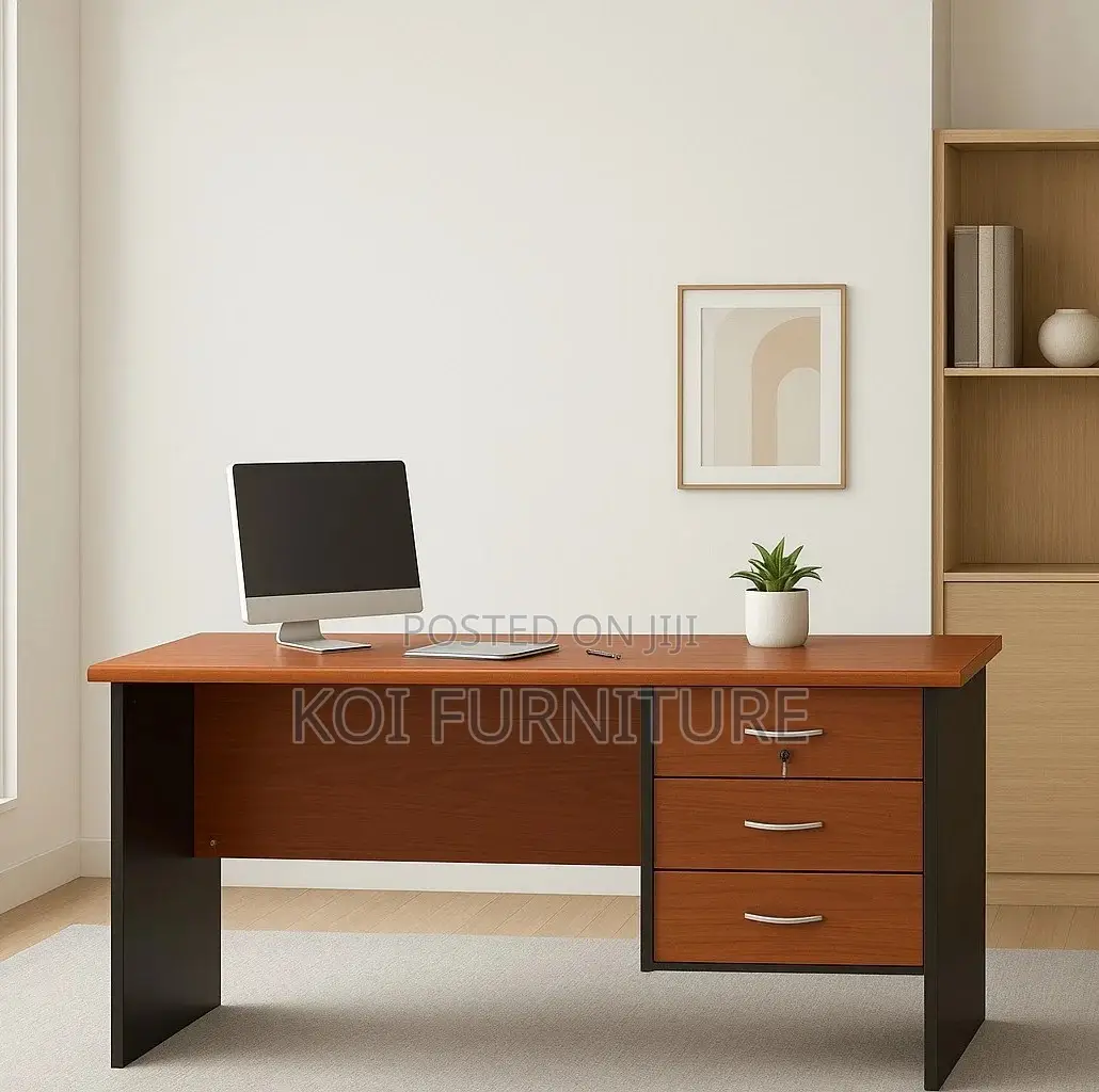 Office Desk; 1.4 Meters Brown Ergonomic Office Home Desk