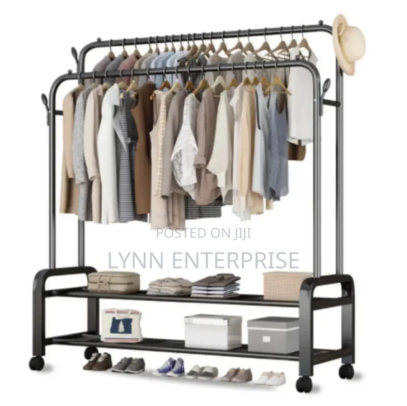 Double Pole Multipurpose Cloth Organizer Sturdy Cloth Rack