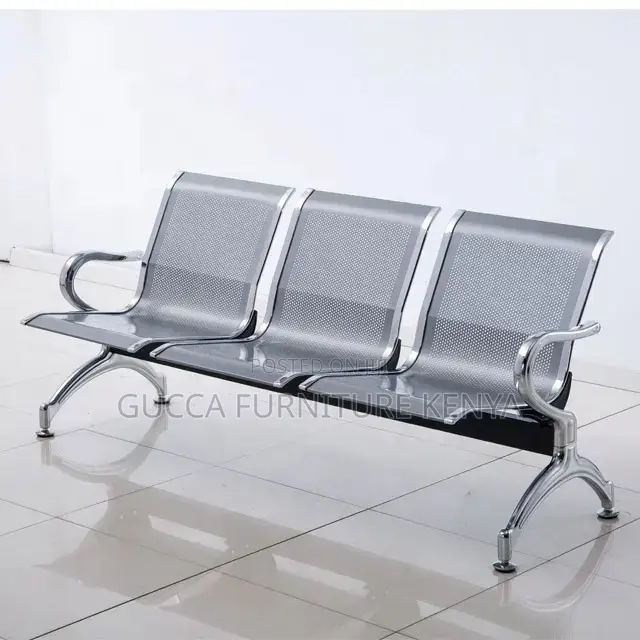 3-link Metallic Office Reception Waiting Bench