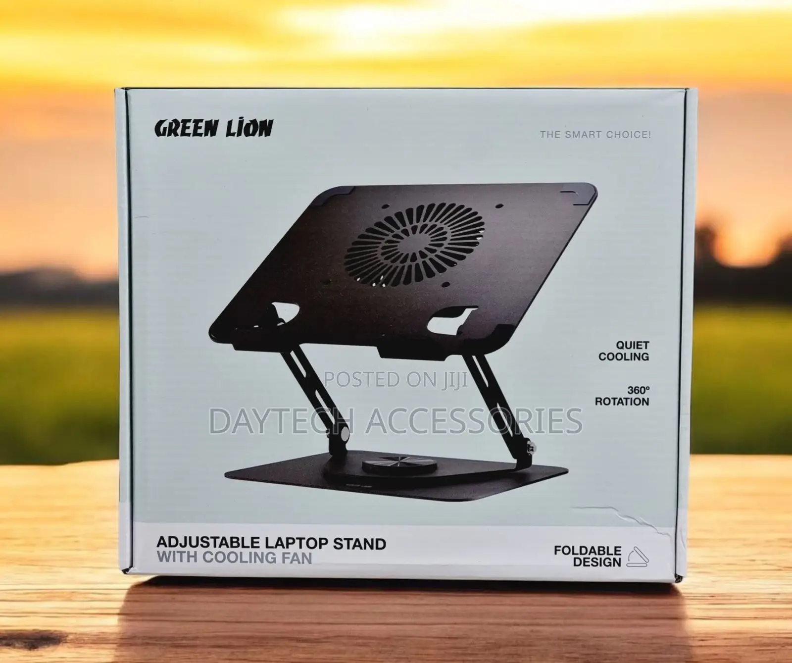 Green Lion Adjustable Laptop Stand With Cooling Fan - Black