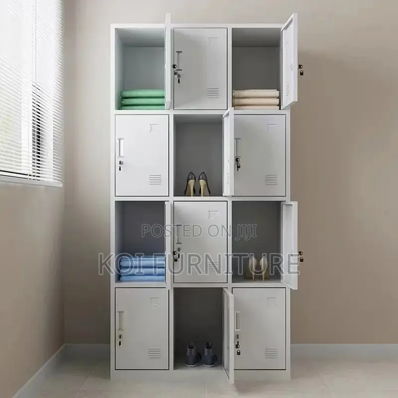 Office Cabinet; 12 Lockers Gray Lockable Cabinet With Key for Offices