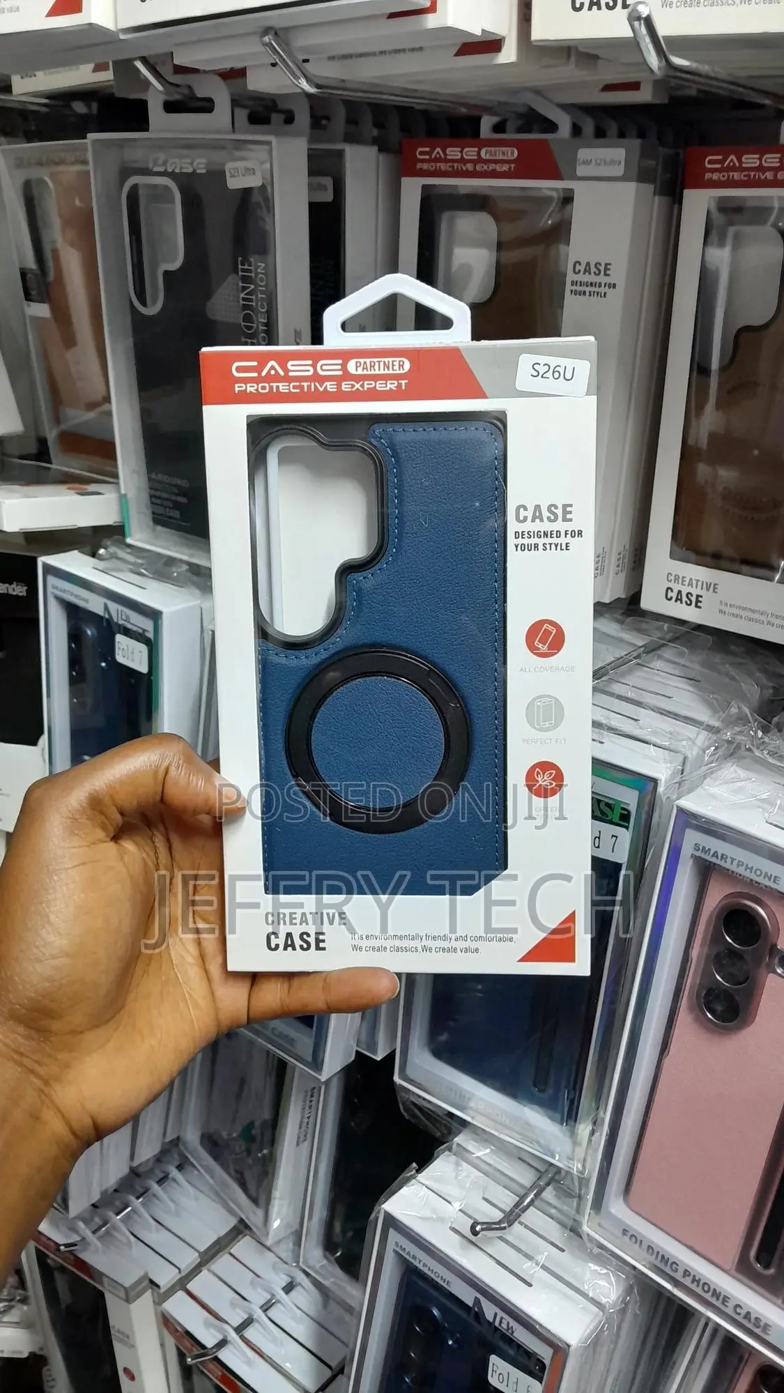 Mikure Samsung Galaxy S26 Ultra Leather Magnetic Ring Case -Blue