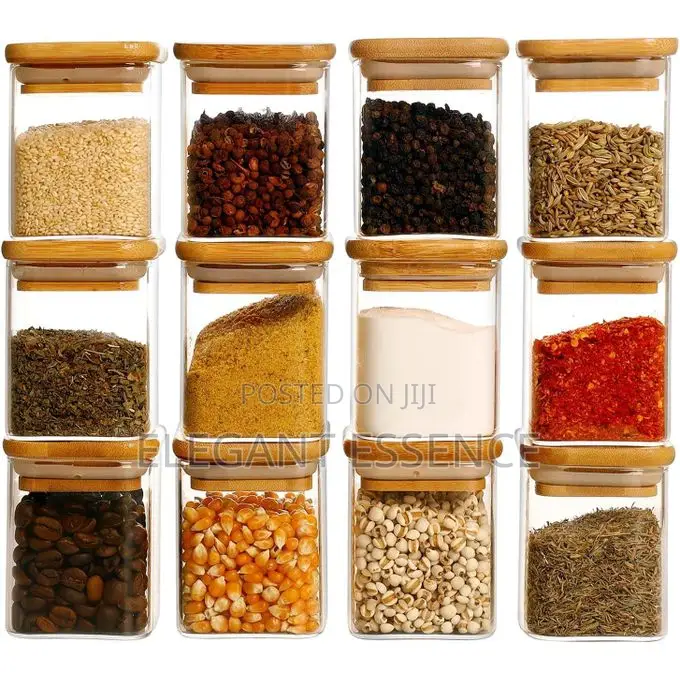 12pcs Borosilicate Air Tight Spice Storage Jars