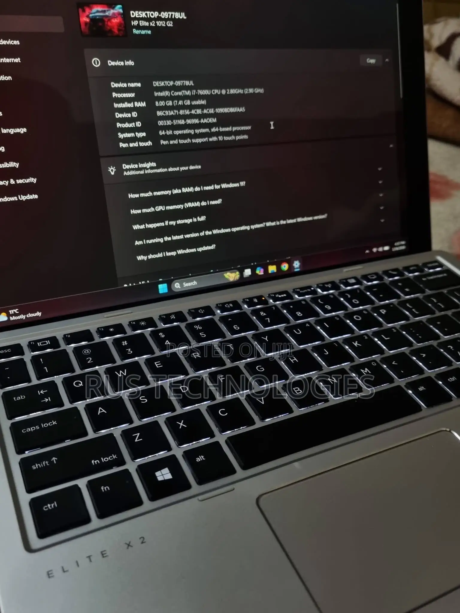 Laptop HP Elite X2 1012 8GB Intel Core M SSD 256GB