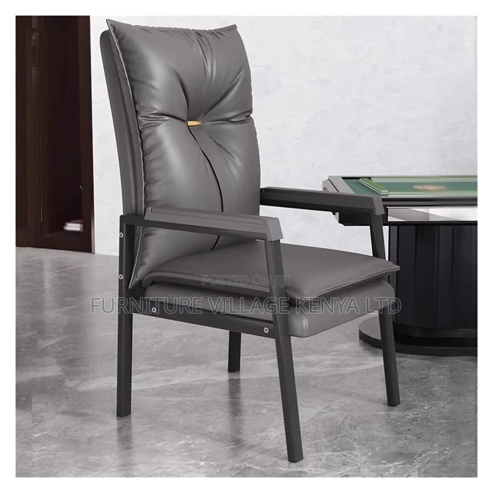 Office Chair; 4-leg Leather Conference Visitor Office Chairs