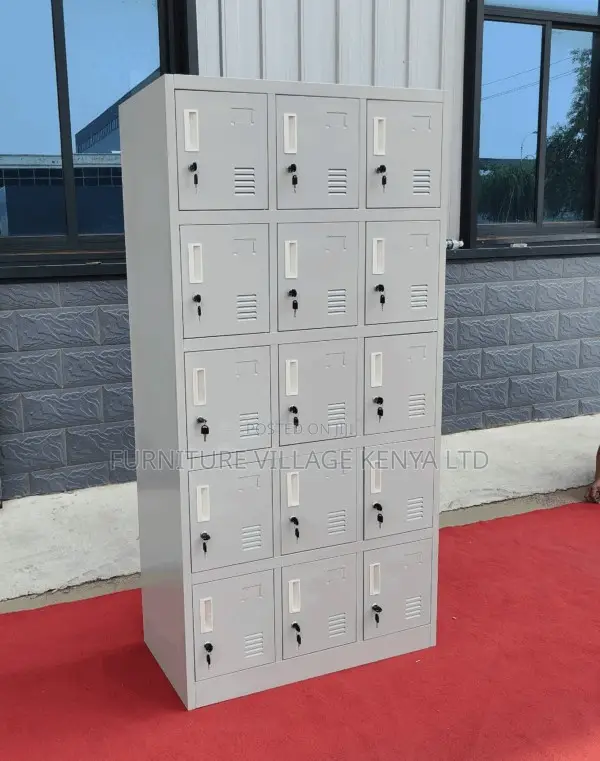 Office Cabinet; 15-locker Metallic Stuff Office Cabinet