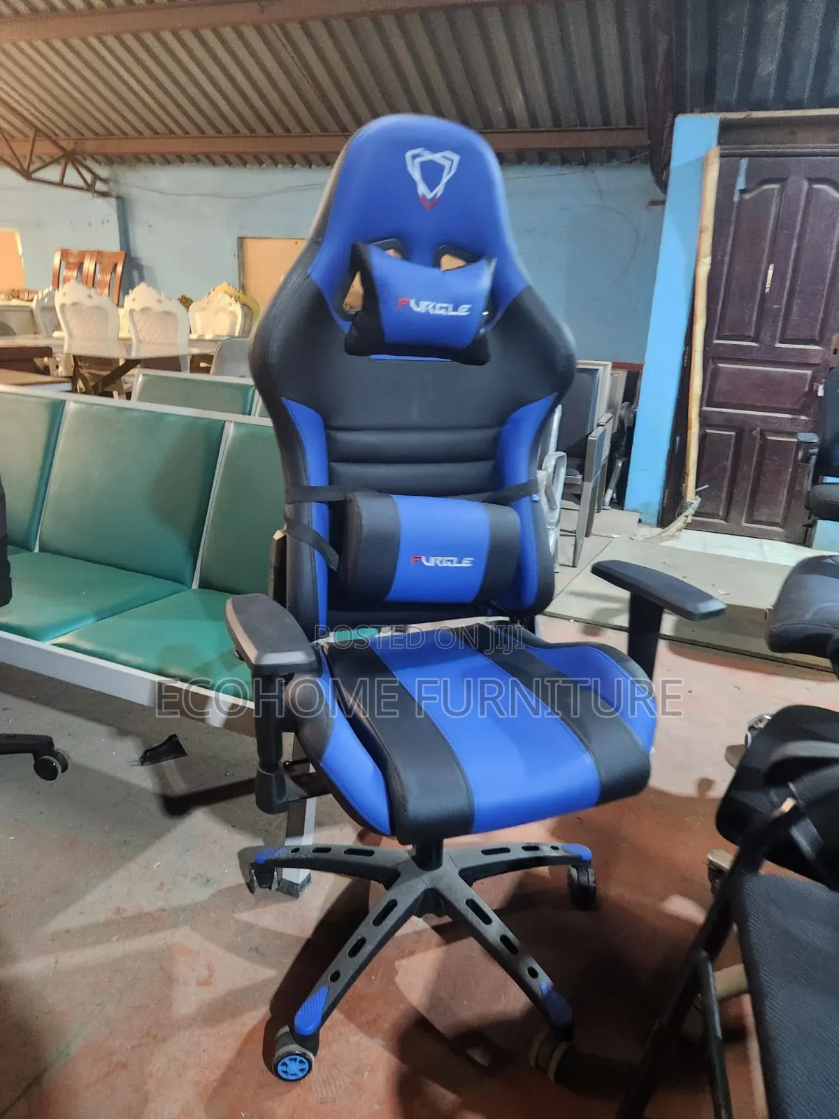 Orthopedic Gaming Chair Blue Black With Adjustable Hands