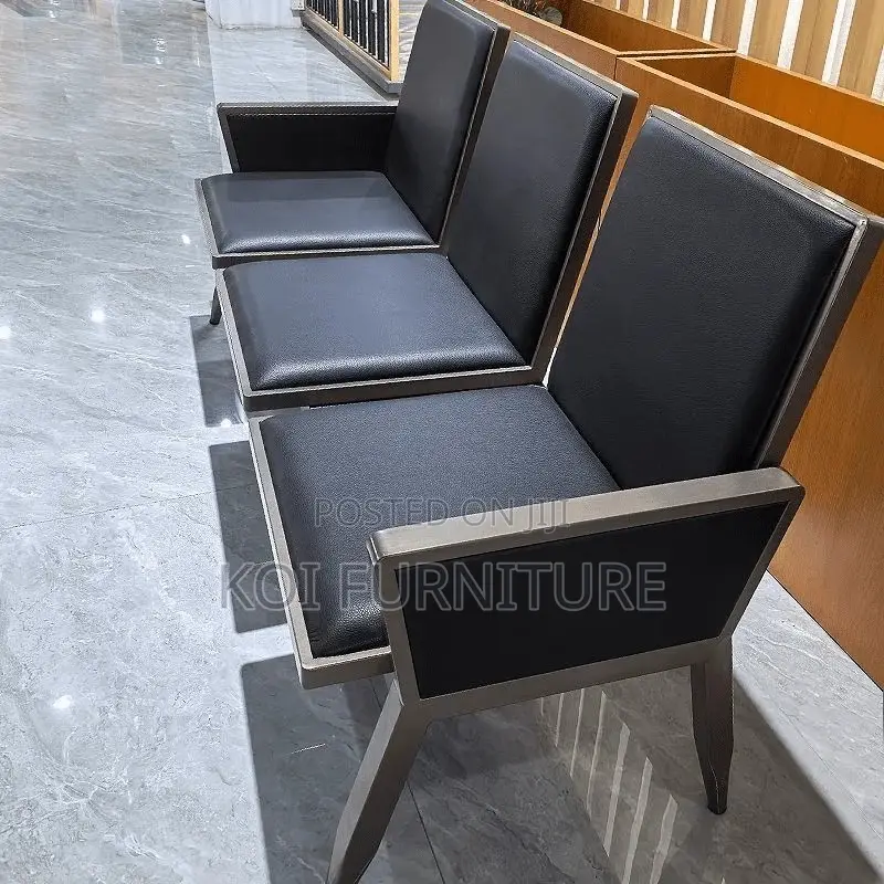 Office Bench; Three Seaters Reception Area Bench With Armrest