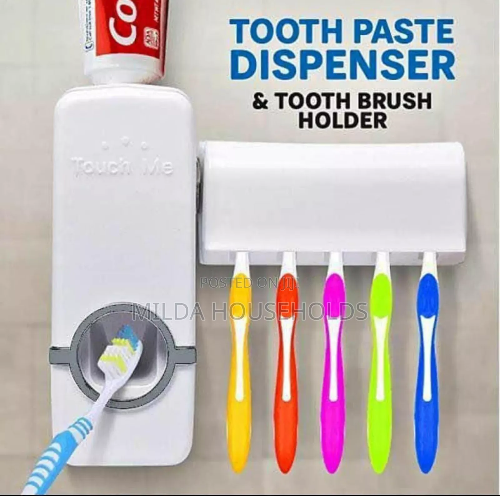 Wall Mount Toothpaste Dispenser With Toothbrush Holder.