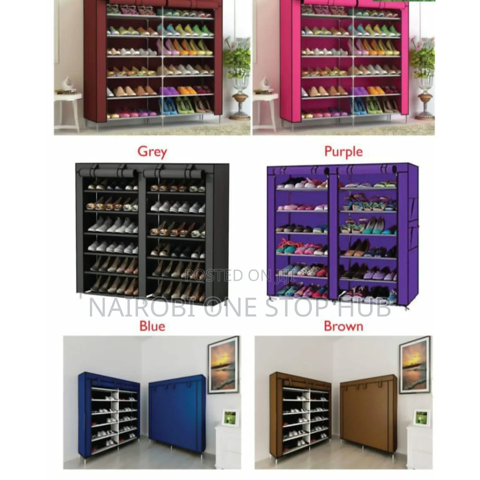 36 Pair Double Collumn Shoerack With Cover