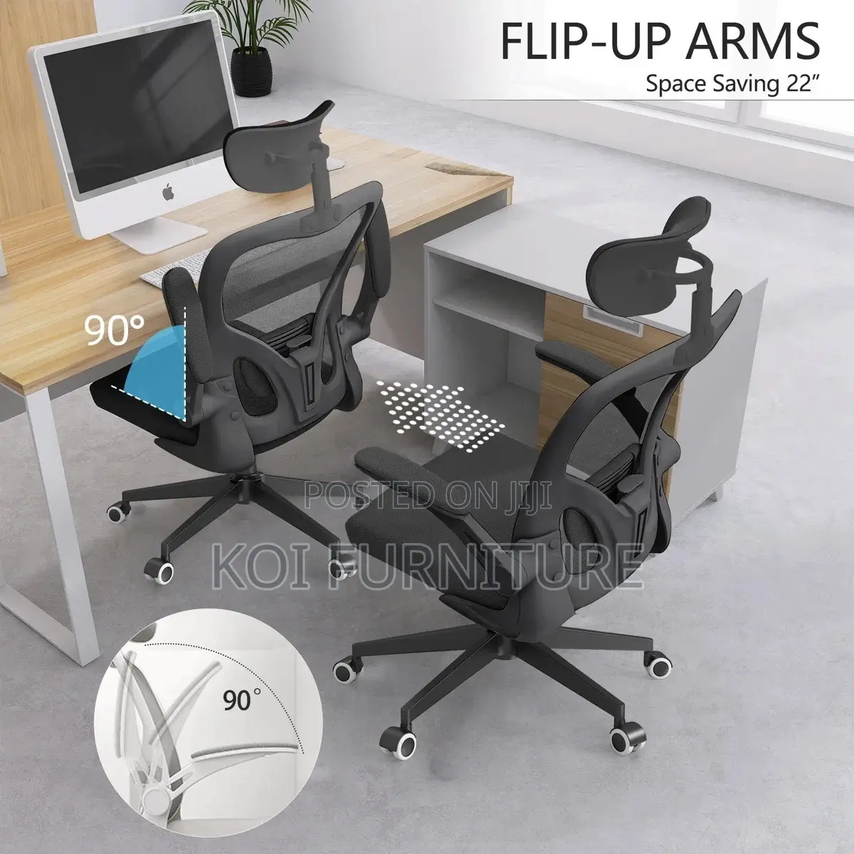 Office Chairs; Ergonomic High Back Chair With Flip Armrest