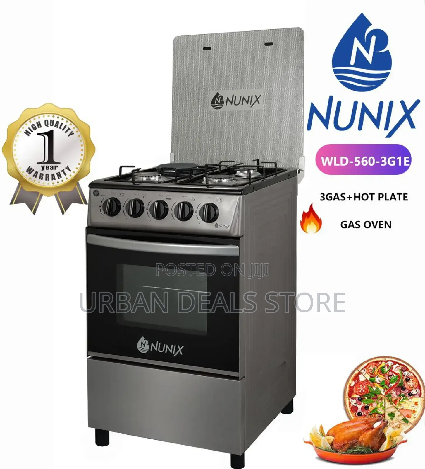 New Model 50*55 Nunix 3+1 Standing Cooker With Gas Oven.