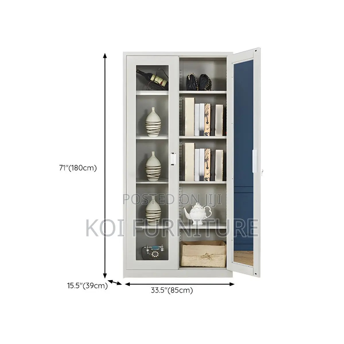 Office Cabinet; Heavy-Duty Steel Office Bookcase With Lock