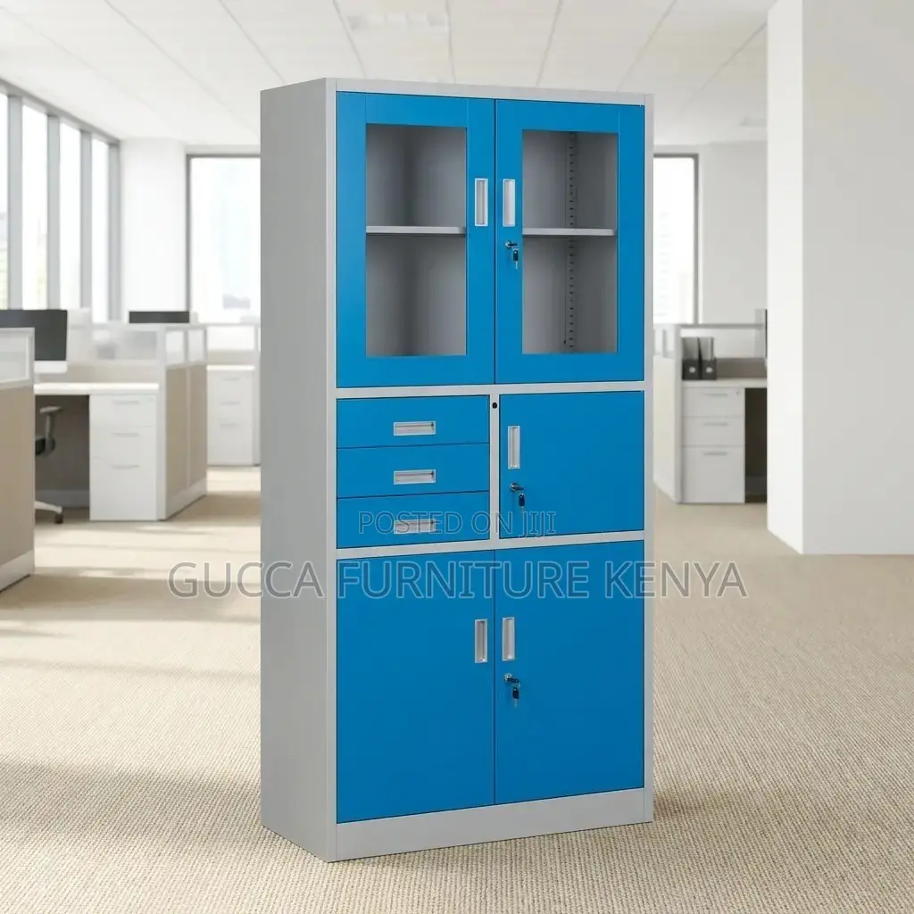2-door Blue Steel Filling Cabinet With Safe