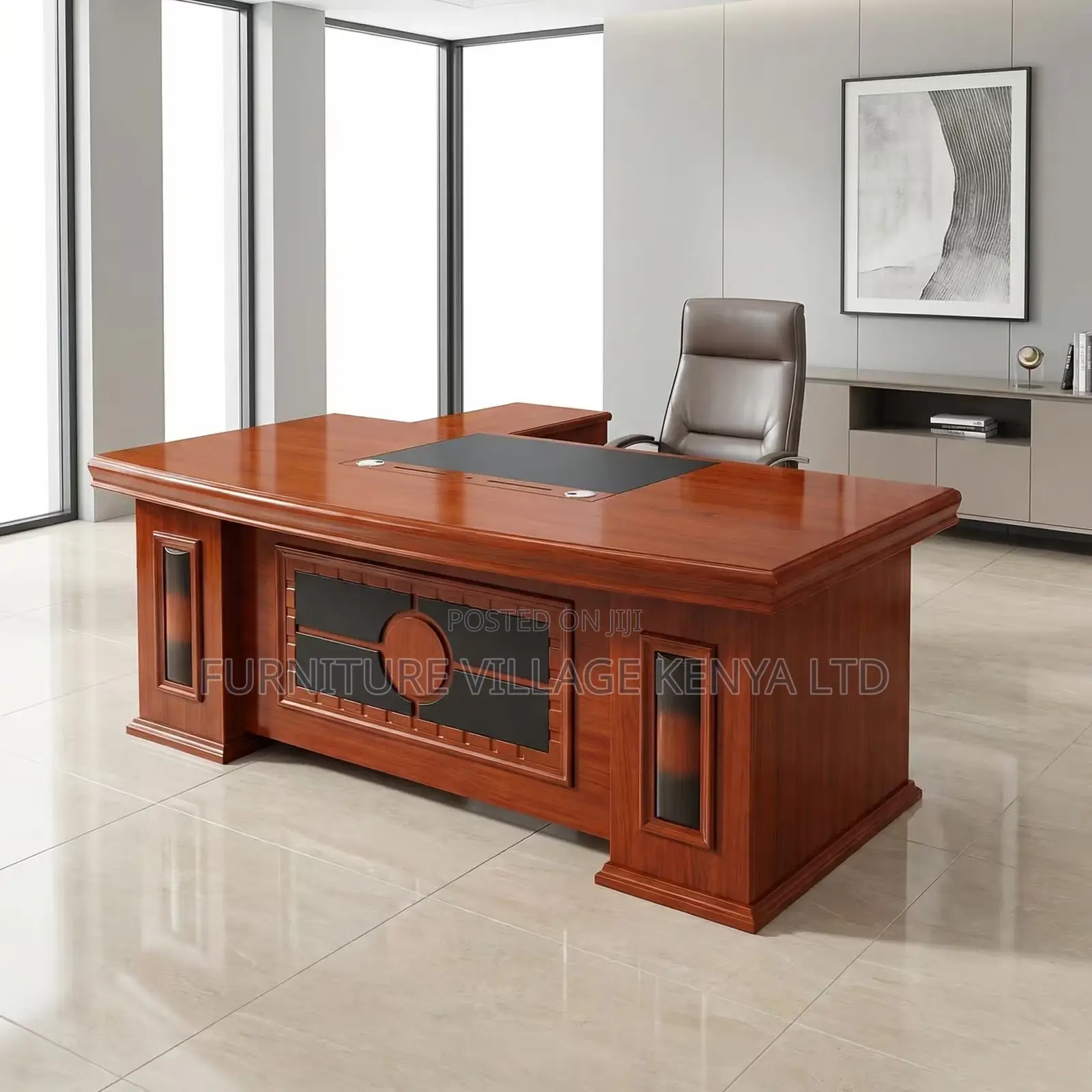 Office Desk; 1.4 Meter Mahogany Executive Office Desk