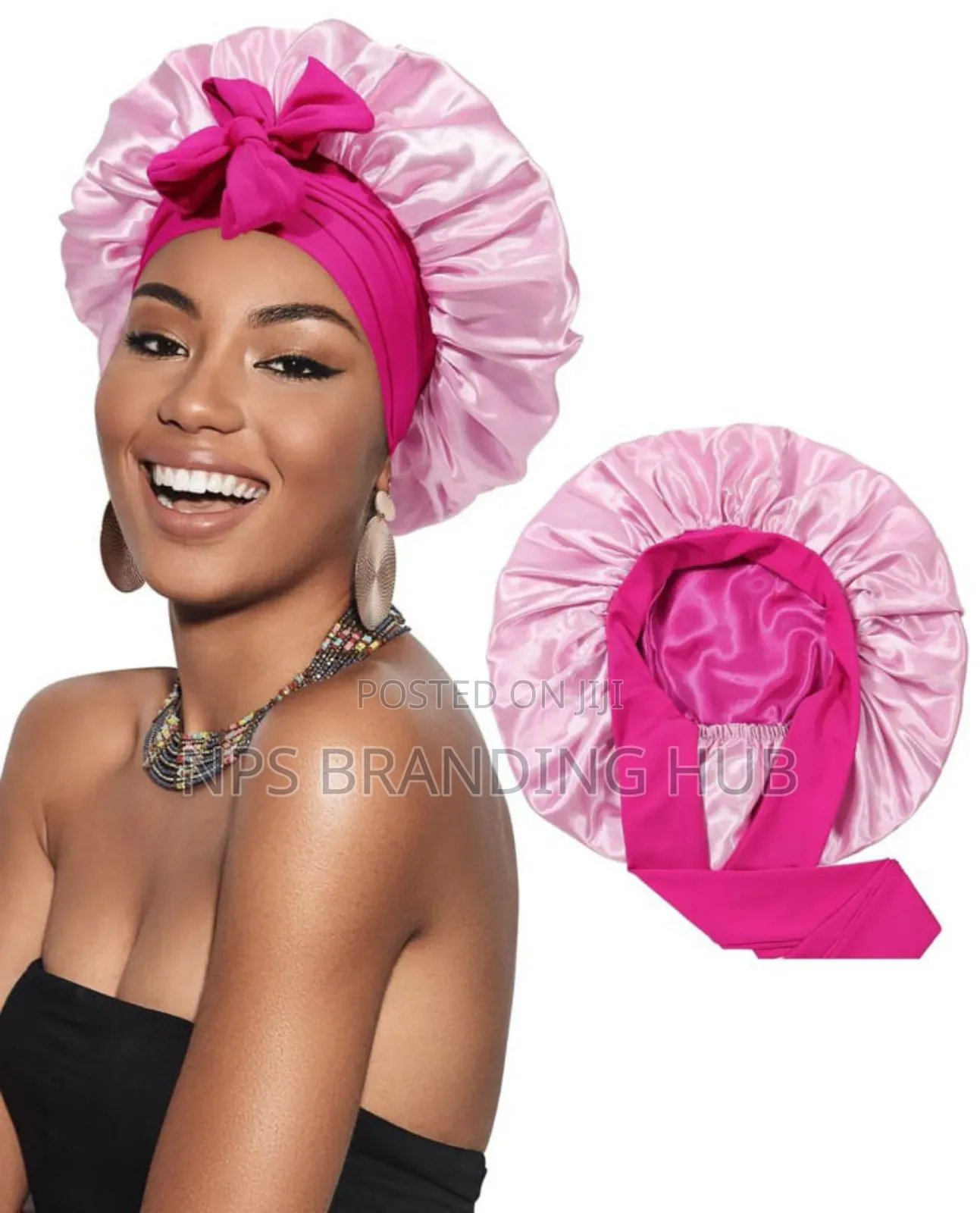 Reversable Satin Hair Bonnet With Elastic Tie Band *Material* Satin