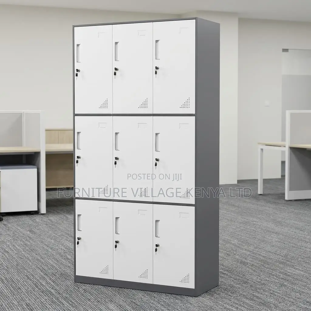 Office Cabinet; 9-locker Metallic Filing Office Cabinet