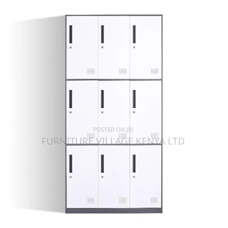 Office Cabinet; 9-locker Metallic Filing Office Cabinet
