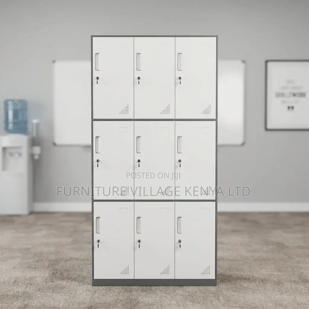 Office Cabinet; 9-locker Metallic Filing Office Cabinet