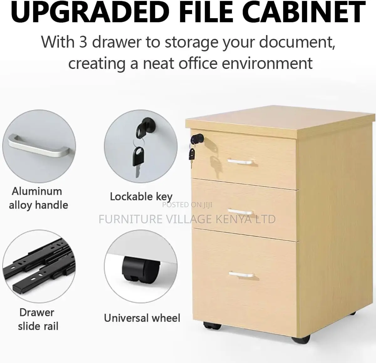 Office Cabinet; Modern Office 3 Drawer Movable Pedestal
