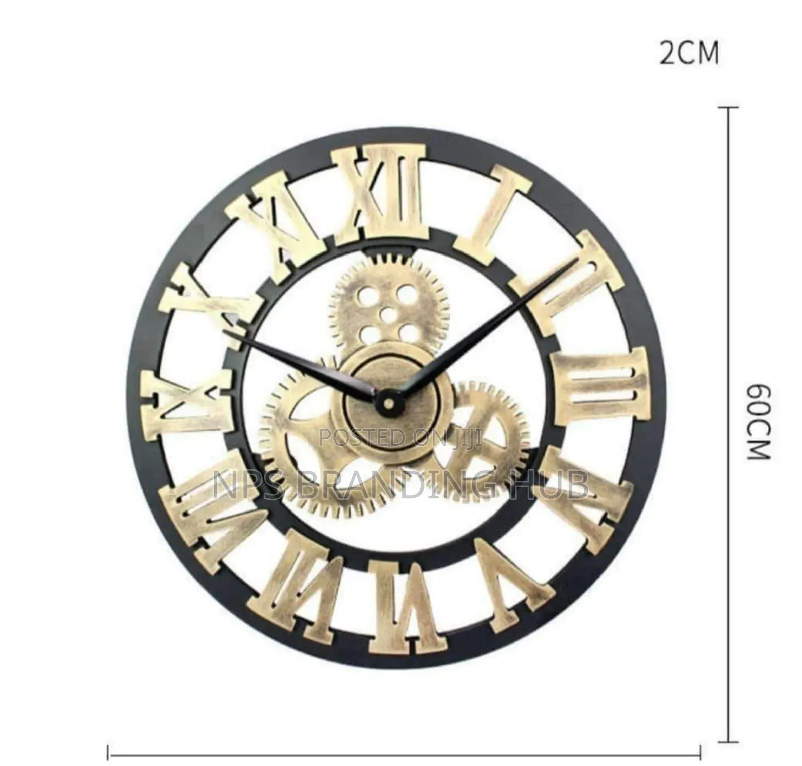 3d Roman Vintage Gear Pocket Wall Clock Size 60cm Sa