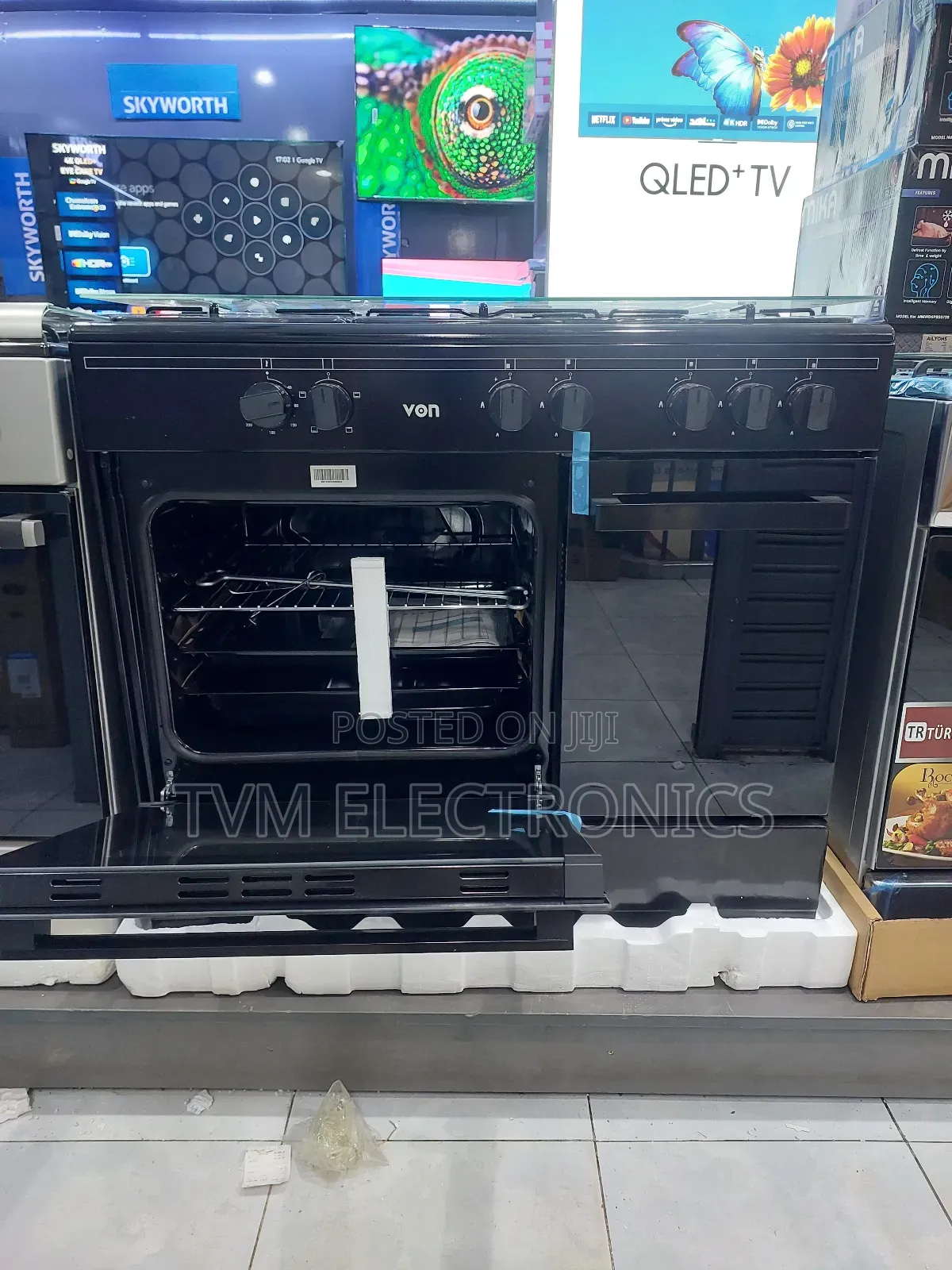 Von Vcf965031nsk 90×60cm Cooker 5 Gas Burners Enamel Pan Support