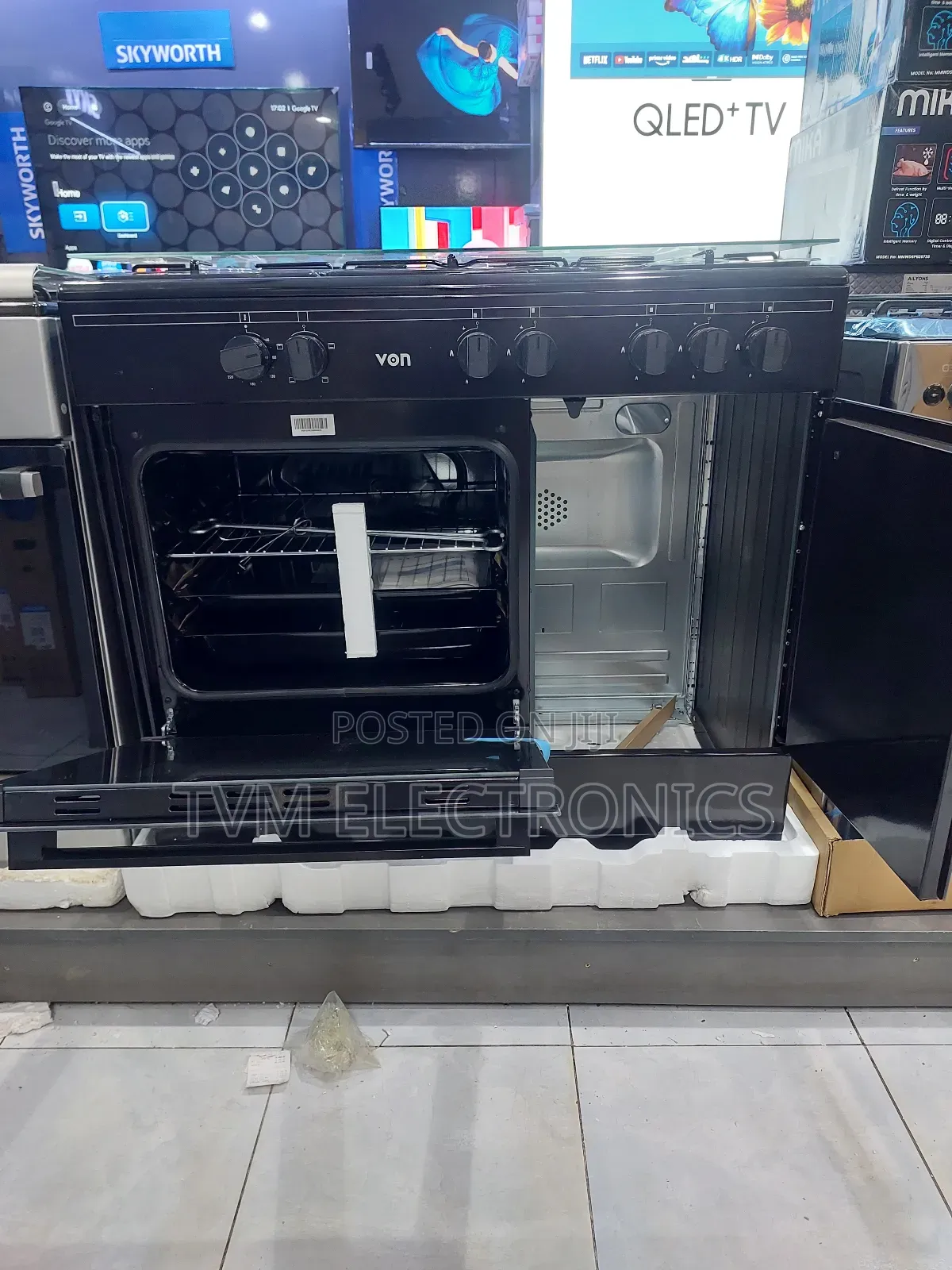 Von Vcf965031nsk 90×60cm Cooker 5 Gas Burners Enamel Pan Support