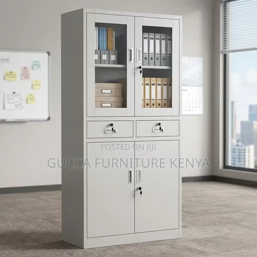 2 Glass Door Steel Office File Cabinet