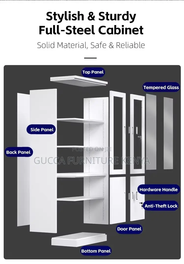 2 Glass Door Steel Office File Cabinet