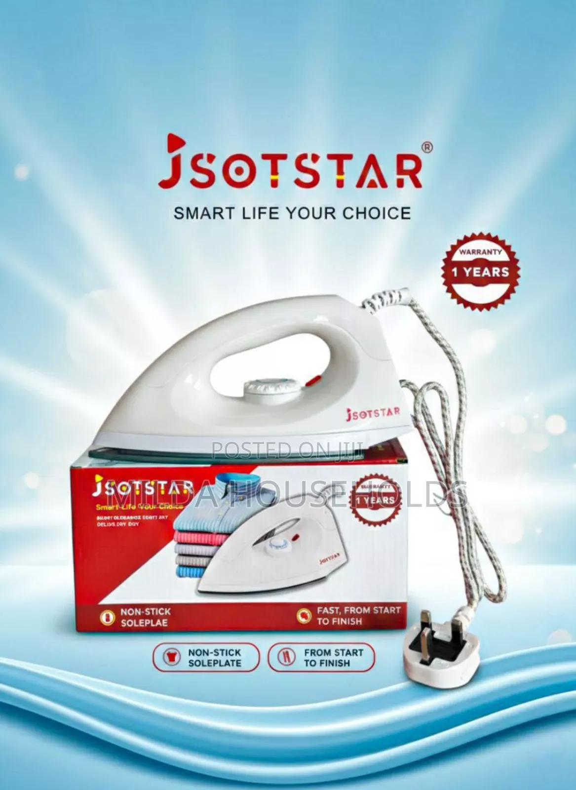 *Dry Iron Box With Non Stick Solespecifically Model Js201.