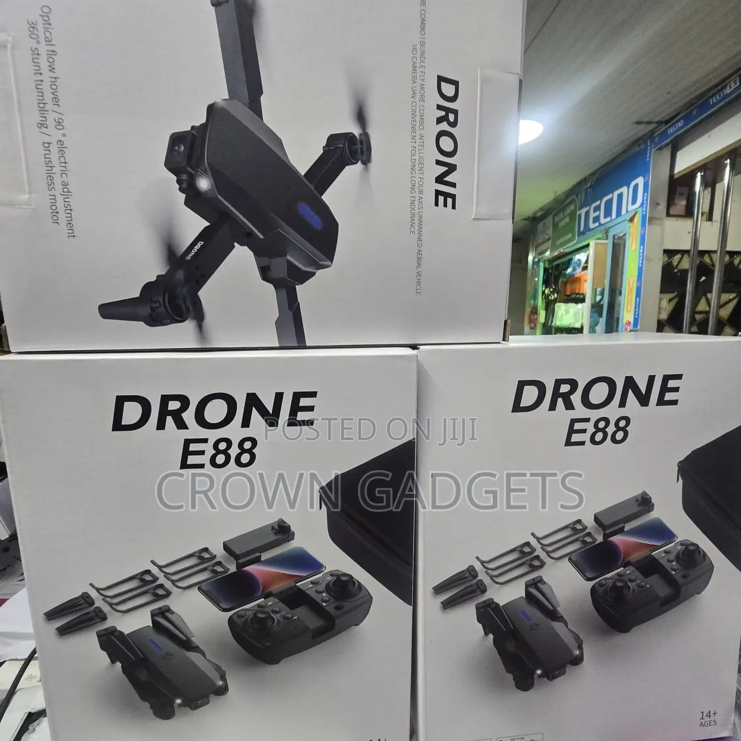 E88 Pro Drone With One-Key Takeoff, 360° Flips FPV Streaming