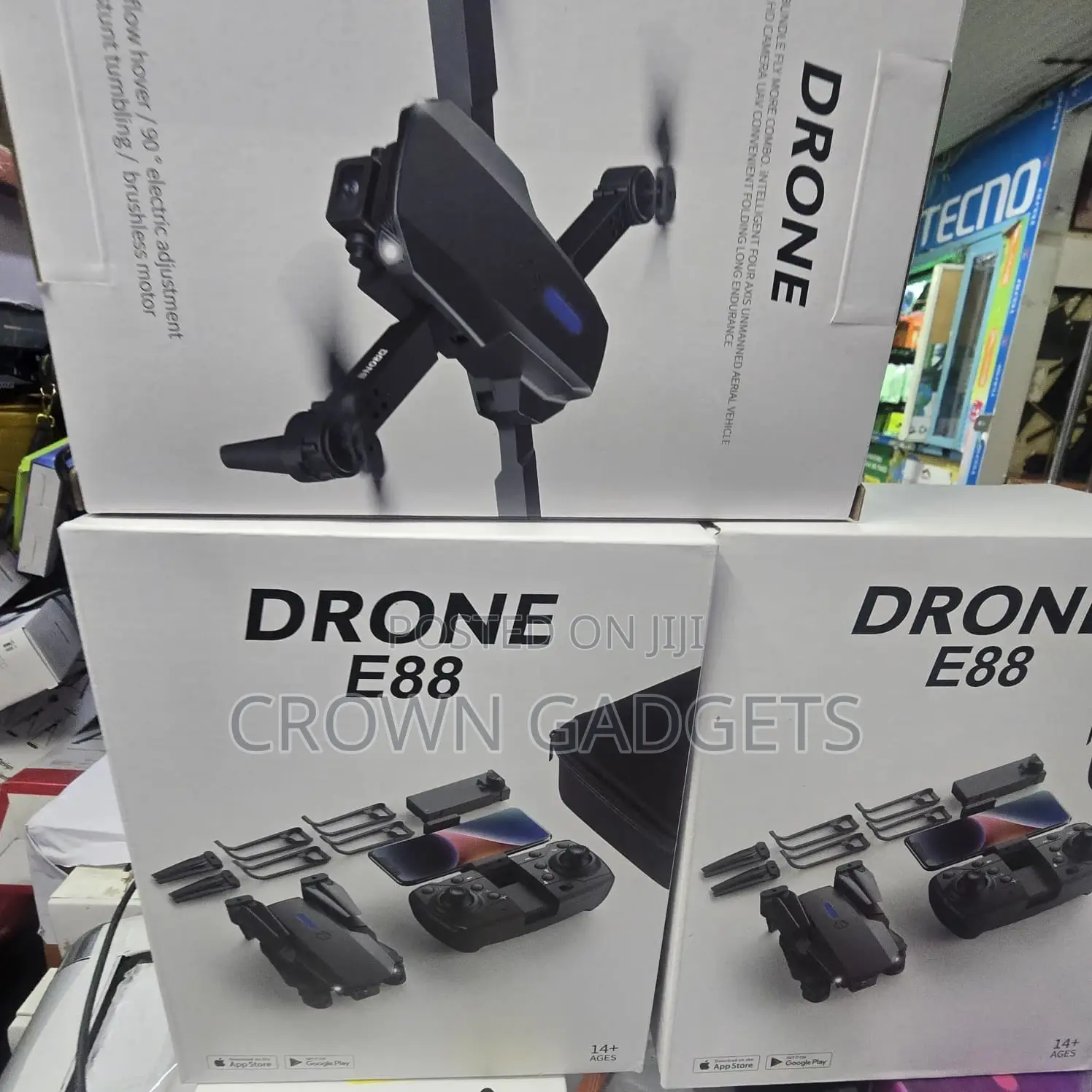 E88 Pro Drone With One-Key Takeoff, 360° Flips FPV Streaming
