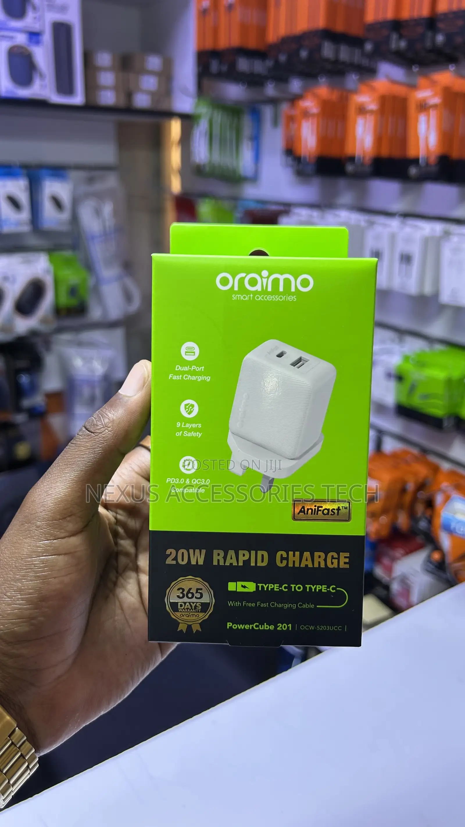 Oraimo Powercube 201 20w Charger – Type-C to Type-C, Fast Multi-Port