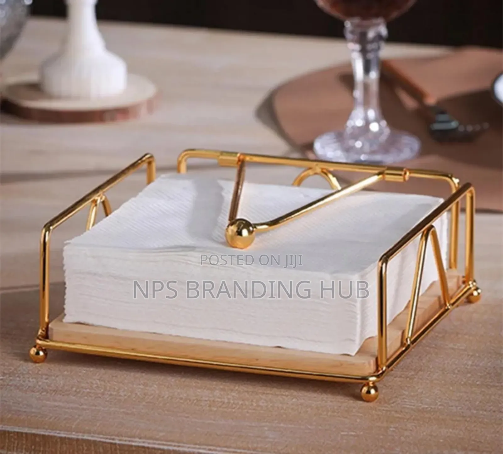 Luxury Metallic Serviette Holder,With Bamboo Place on Gm