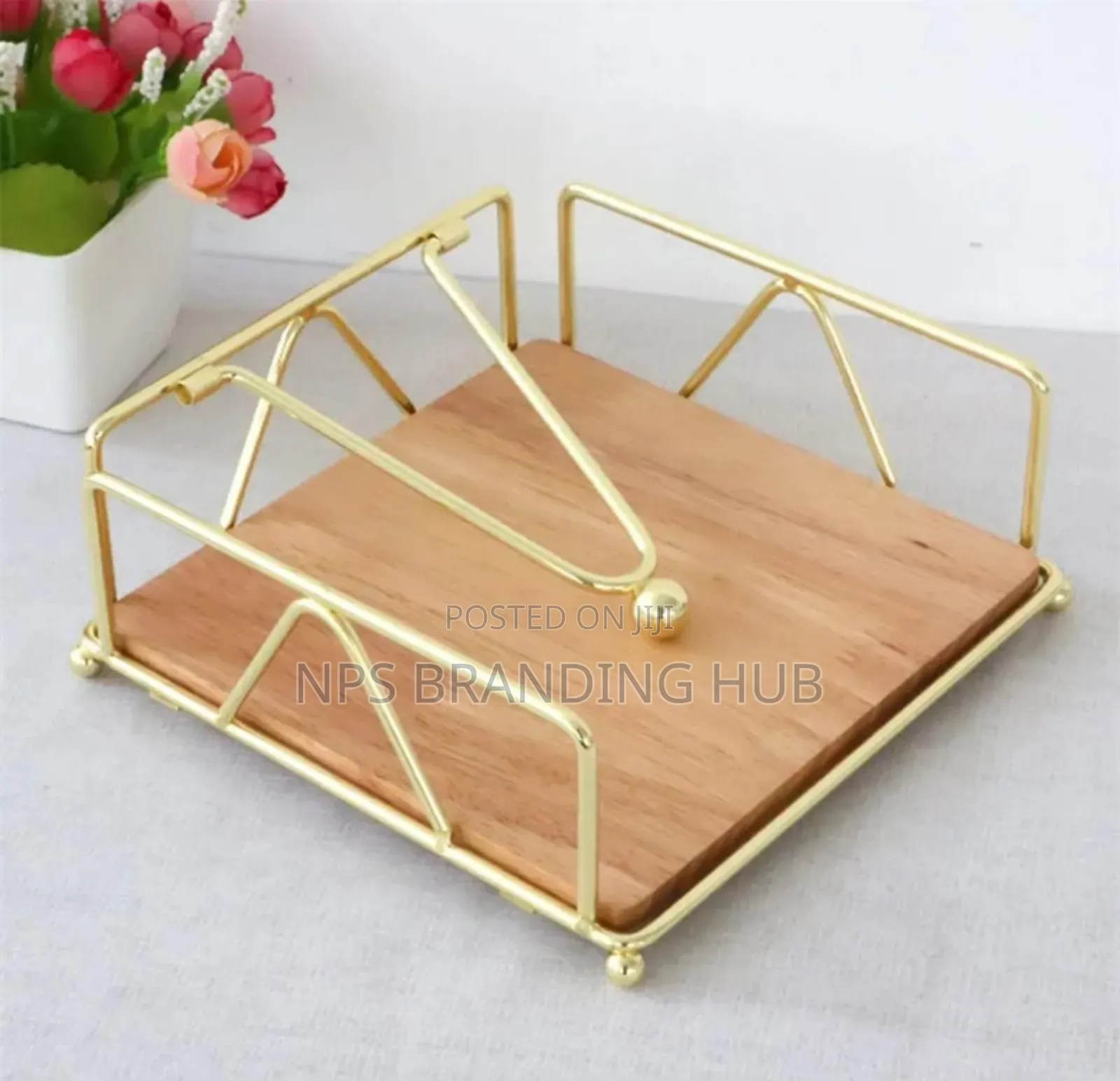 Luxury Metallic Serviette Holder,With Bamboo Place on Gm