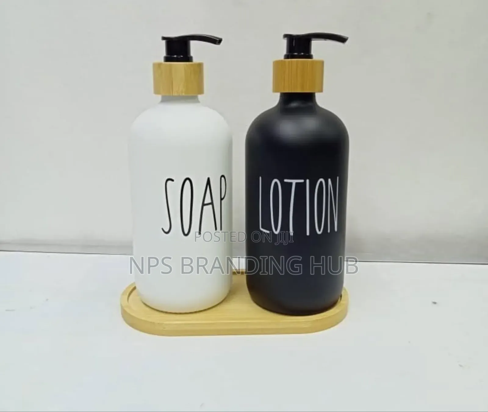 Ceramic Soap Lotion Dispensers With Bamboo Holder Nm