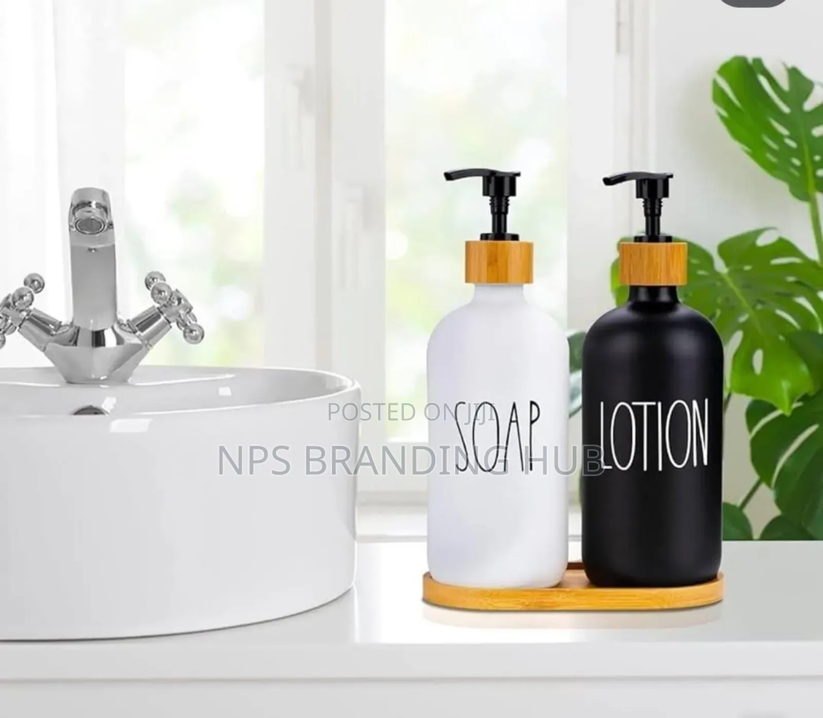 Ceramic Soap Lotion Dispensers With Bamboo Holder Nm