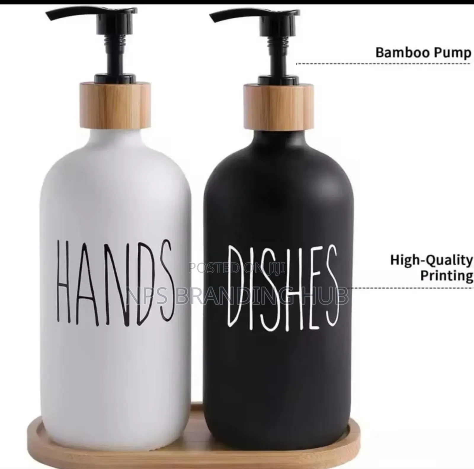 Ceramic Soap Lotion Dispensers With Bamboo Holder Nm