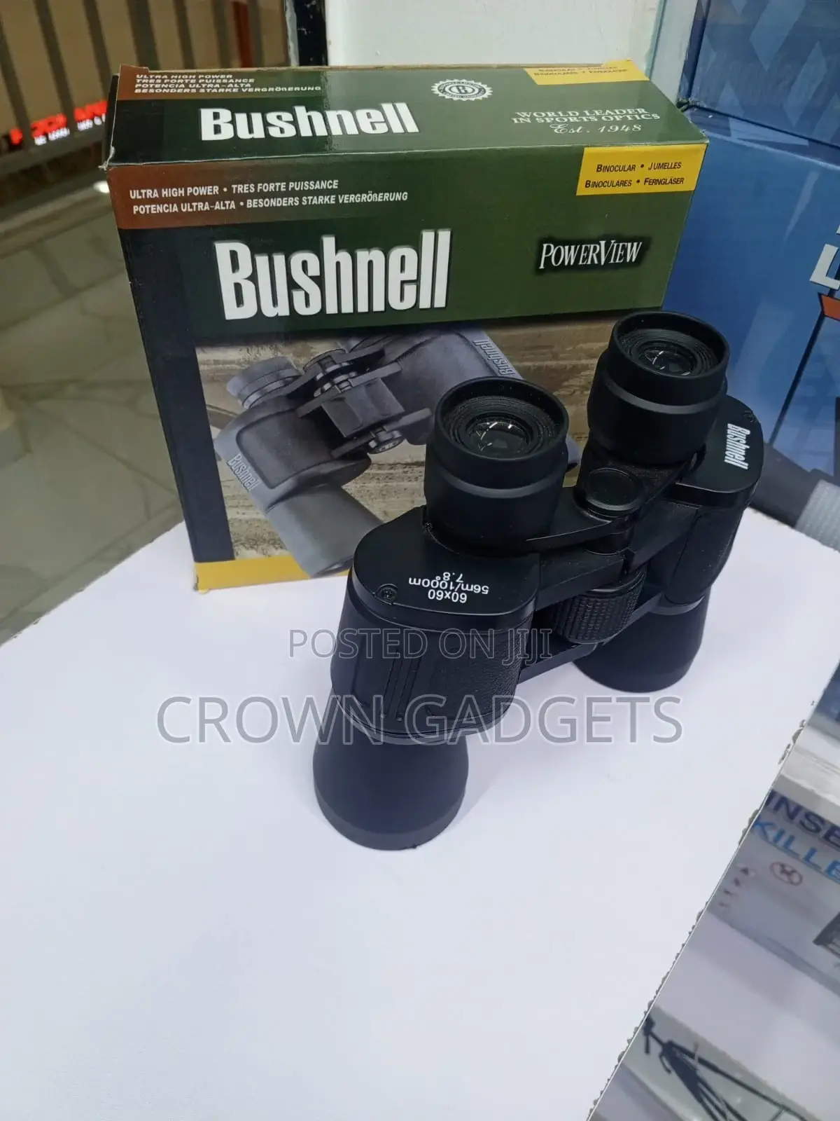 Durable 60x60 Bushnell Powerview Binoculars With Rubber Armor