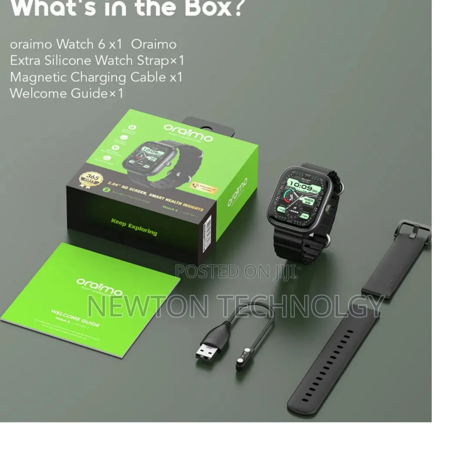 Oraimo *Watch 6* Osw-807 2.04" TFT Ip68 Smartwatchwithfree Extra Strap