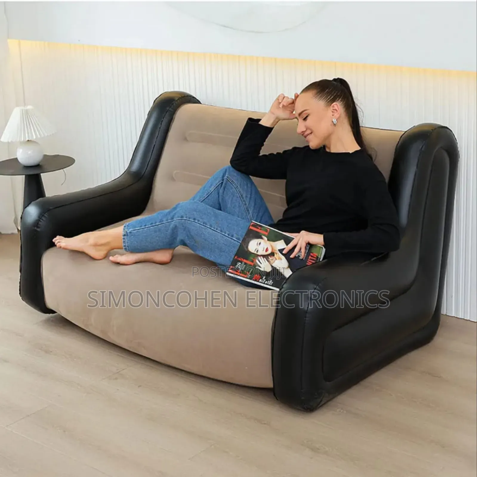 Inflatable Modern 2 Seater Sofa With Armrests & Free Pump