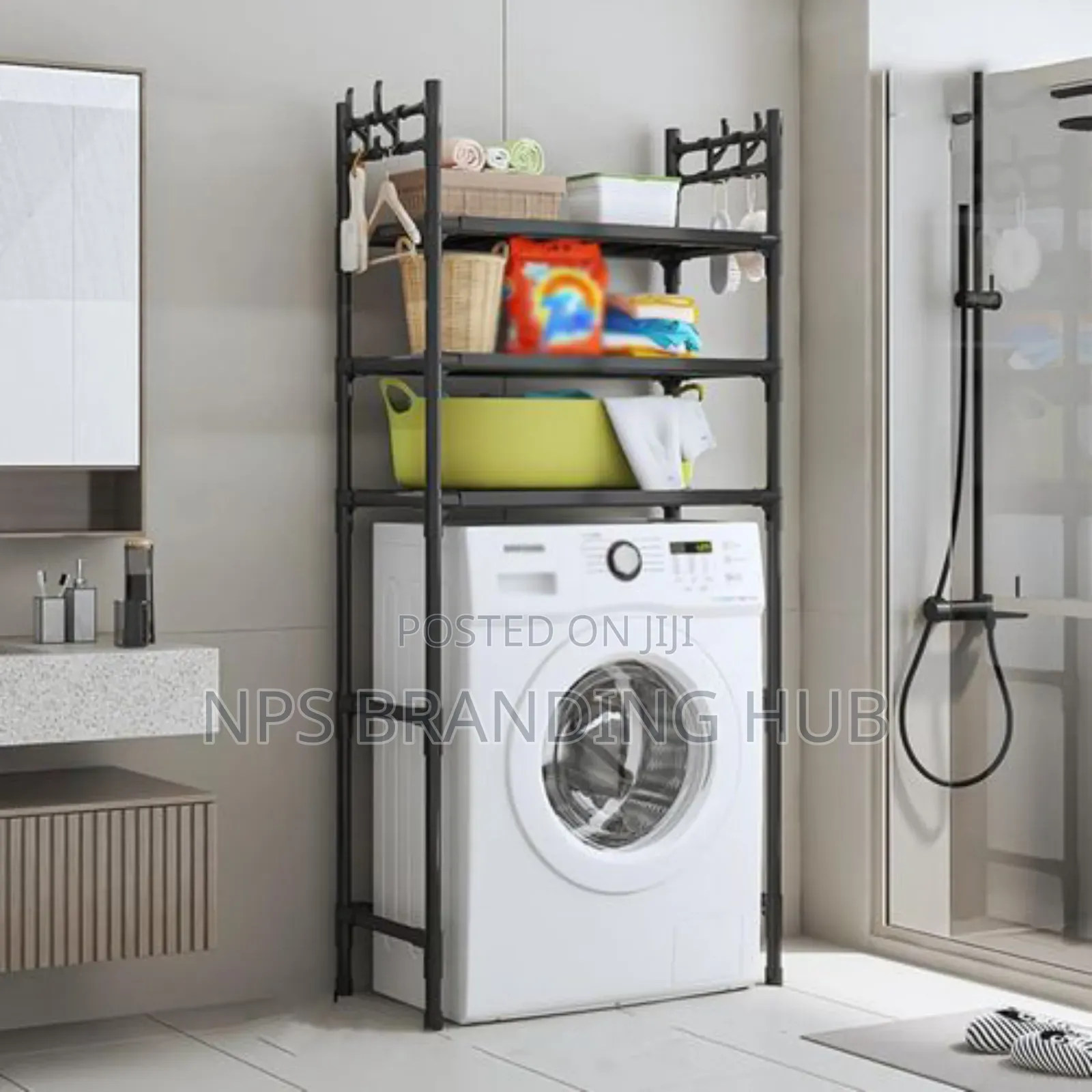 30kg Detachable Metallic 3 Layer Washing Machine Rack With Hooks P.O