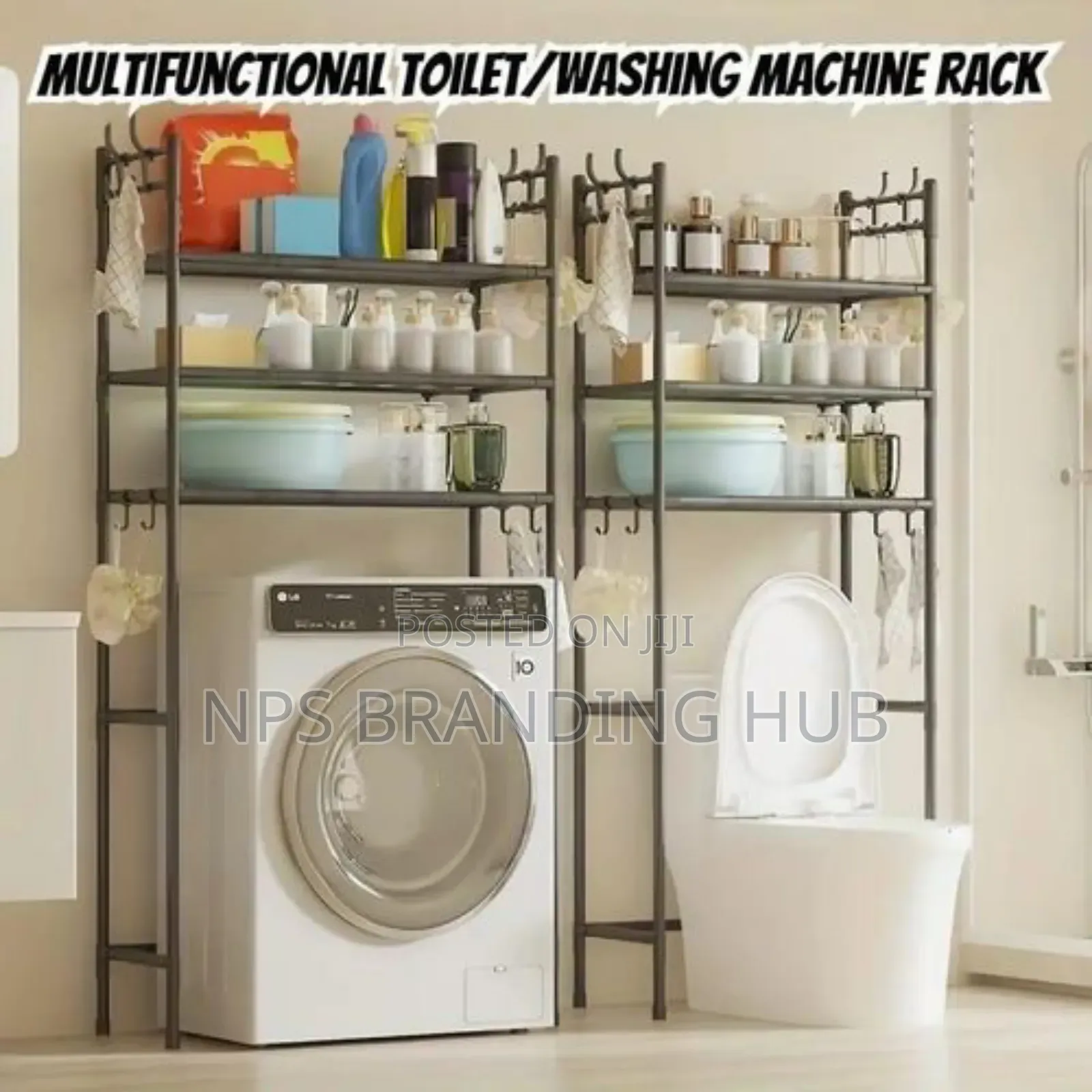 30kg Detachable Metallic 3 Layer Washing Machine Rack With Hooks P.O