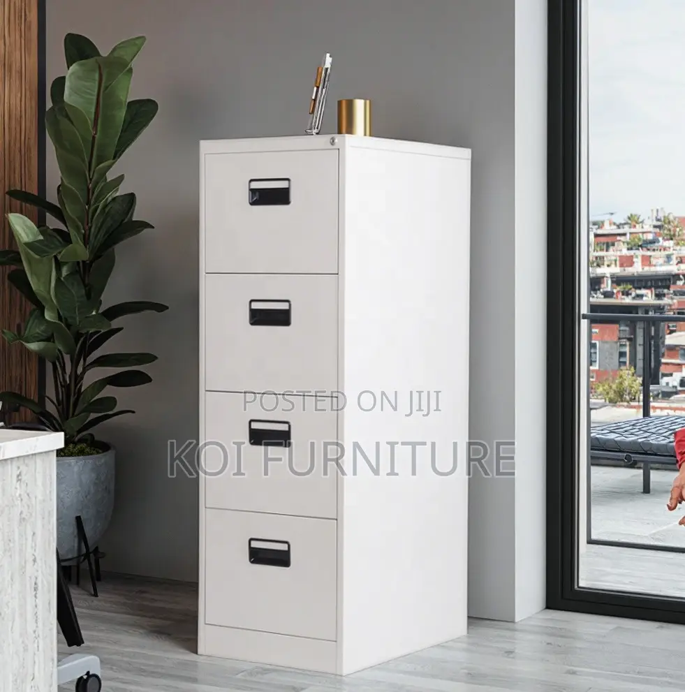 Office Cabinet : 4-drawer Metal Filing Cabinet – Grey Finish