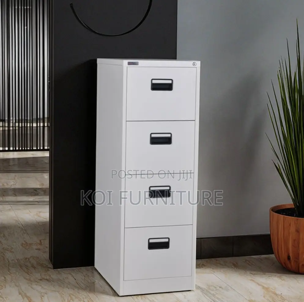 Office Cabinet : 4-drawer Metal Filing Cabinet – Grey Finish
